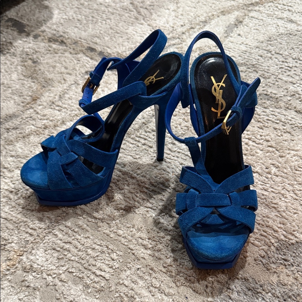 Yves Saint Laurent Deep Blue Strappy Heels